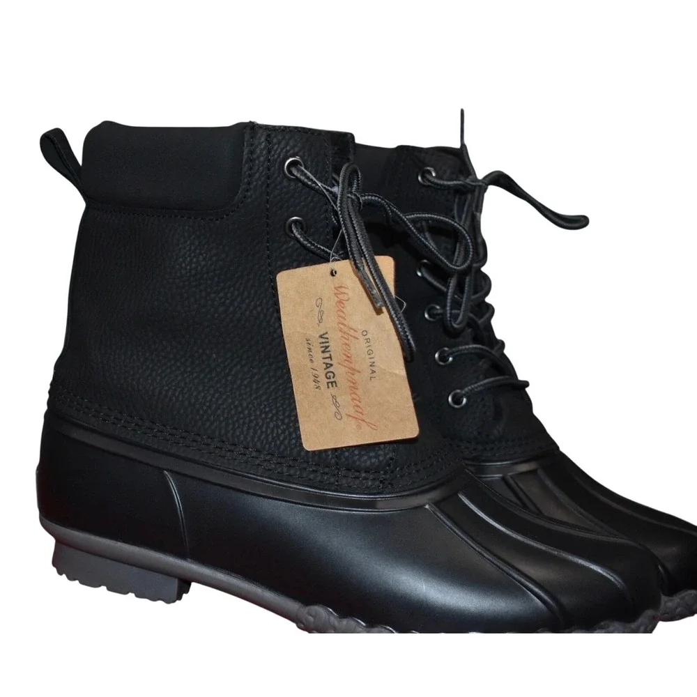 Weatherproof Vintage Duck Boots Men Size 8 Black New All-Weather Thermolite